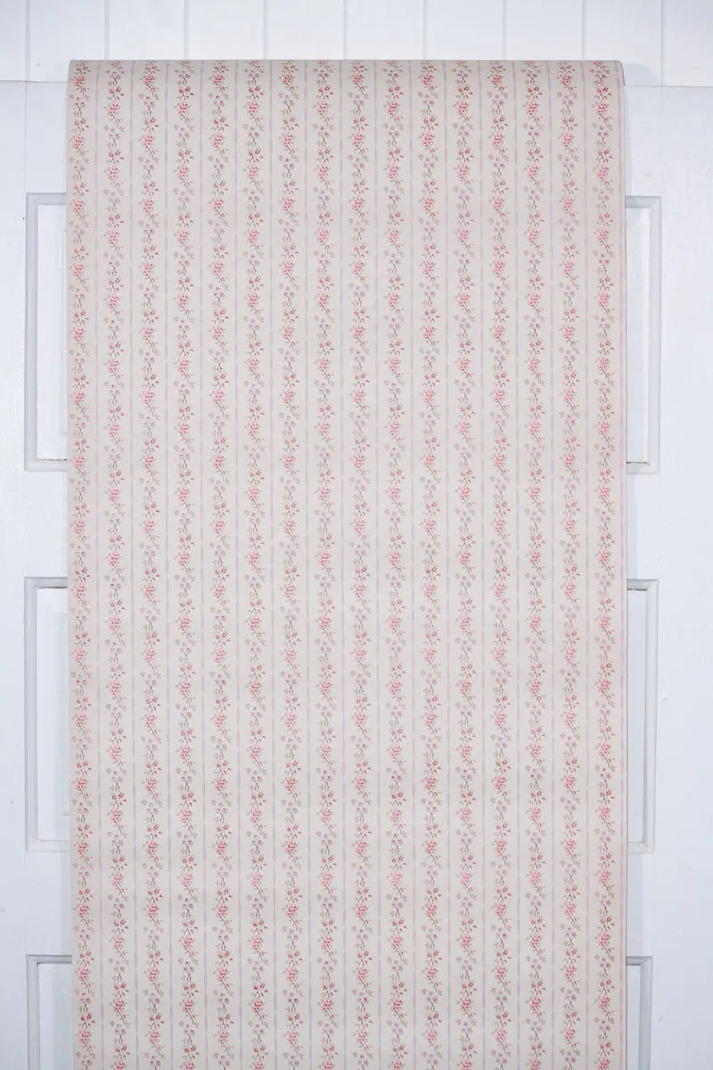 1960s Floral Stripe Vintage Wallpaper