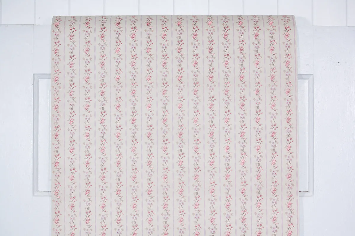 1960s Floral Stripe Vintage Wallpaper