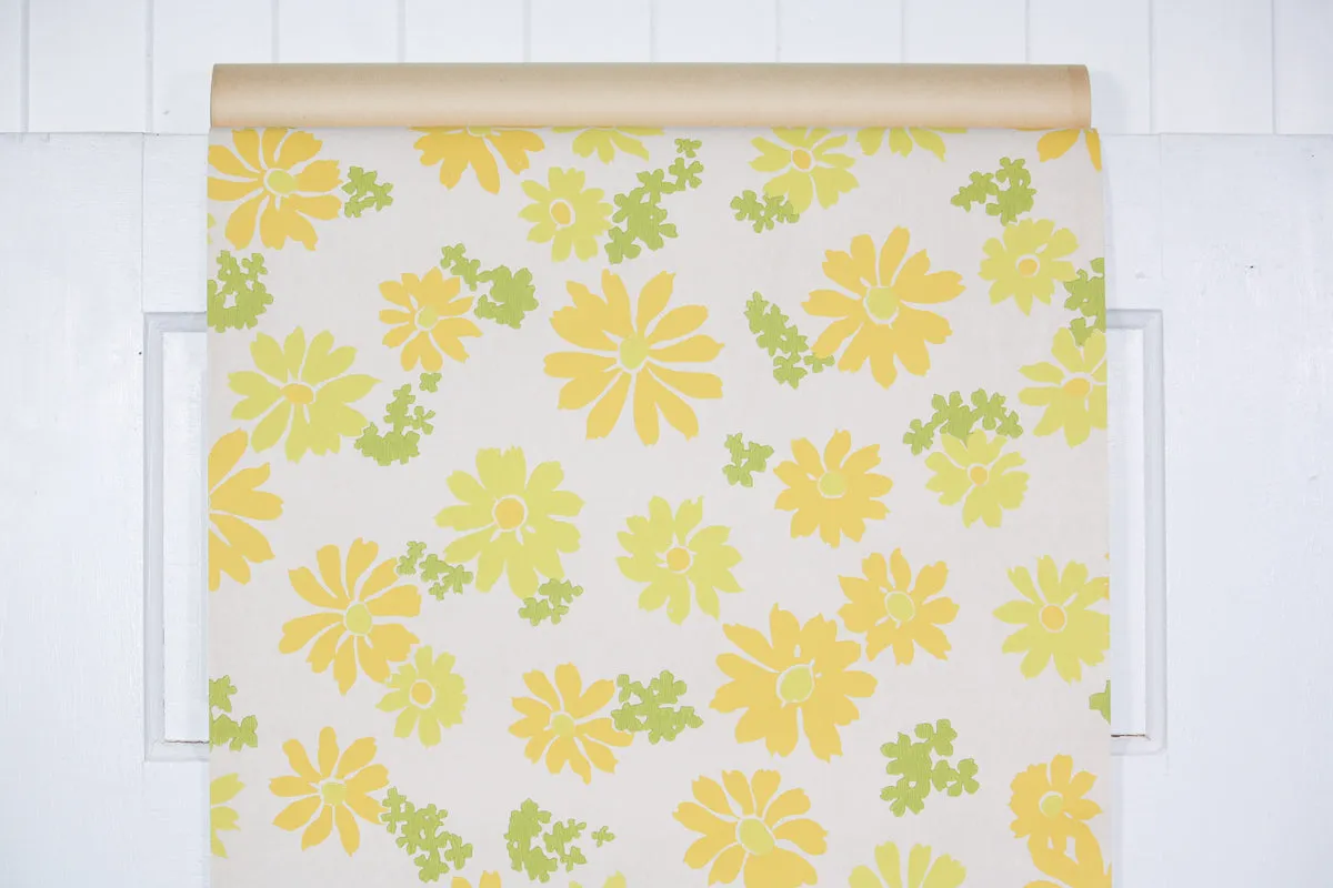 1960s Floral Vintage Wallpaper