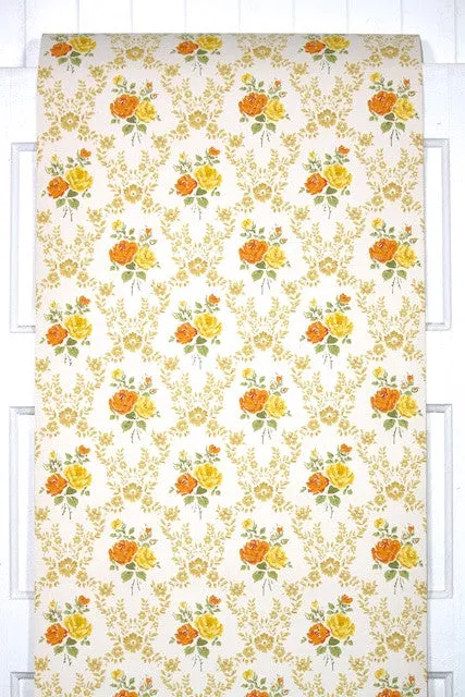 1970s Floral Vintage Wallpaper