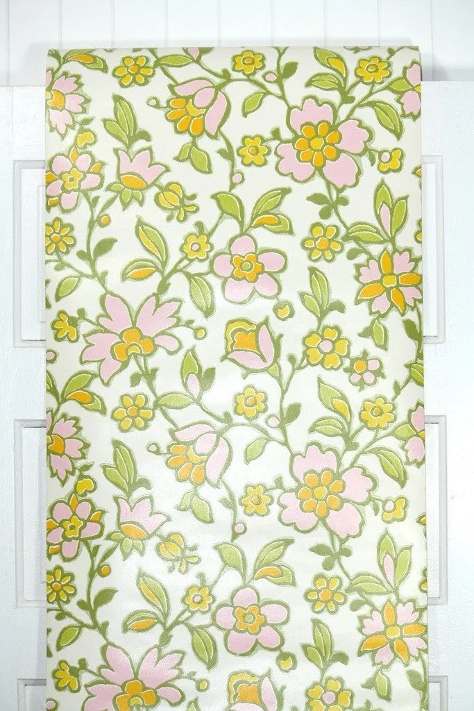 1970s Floral Vintage Wallpaper