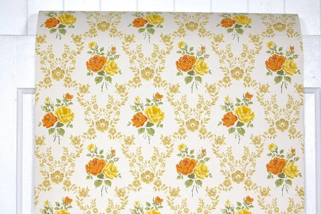 1970s Floral Vintage Wallpaper