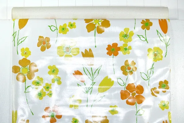 1970s Floral Vinyl Vintage Wallpaper