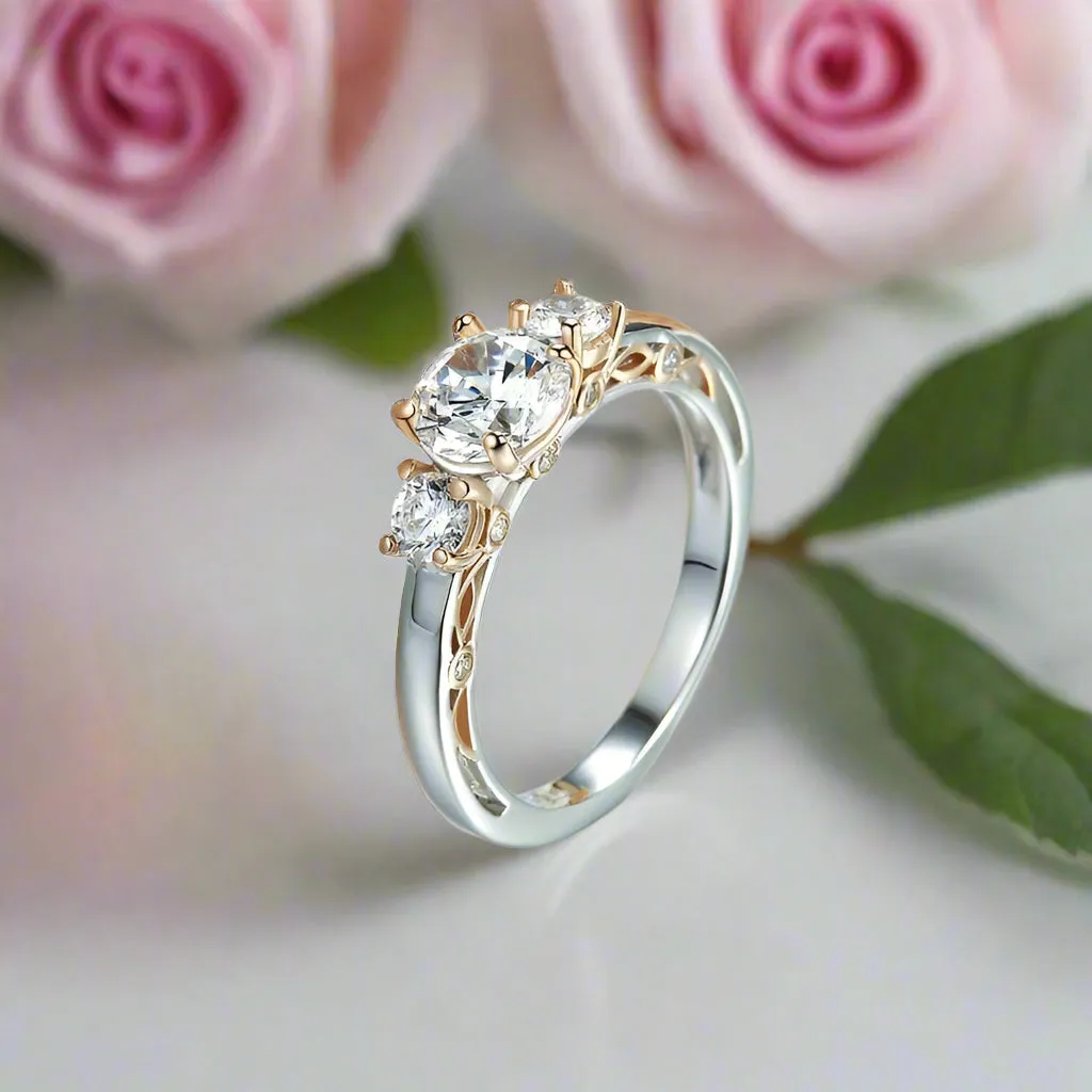 1ct Vintage Style Two Tone Ring