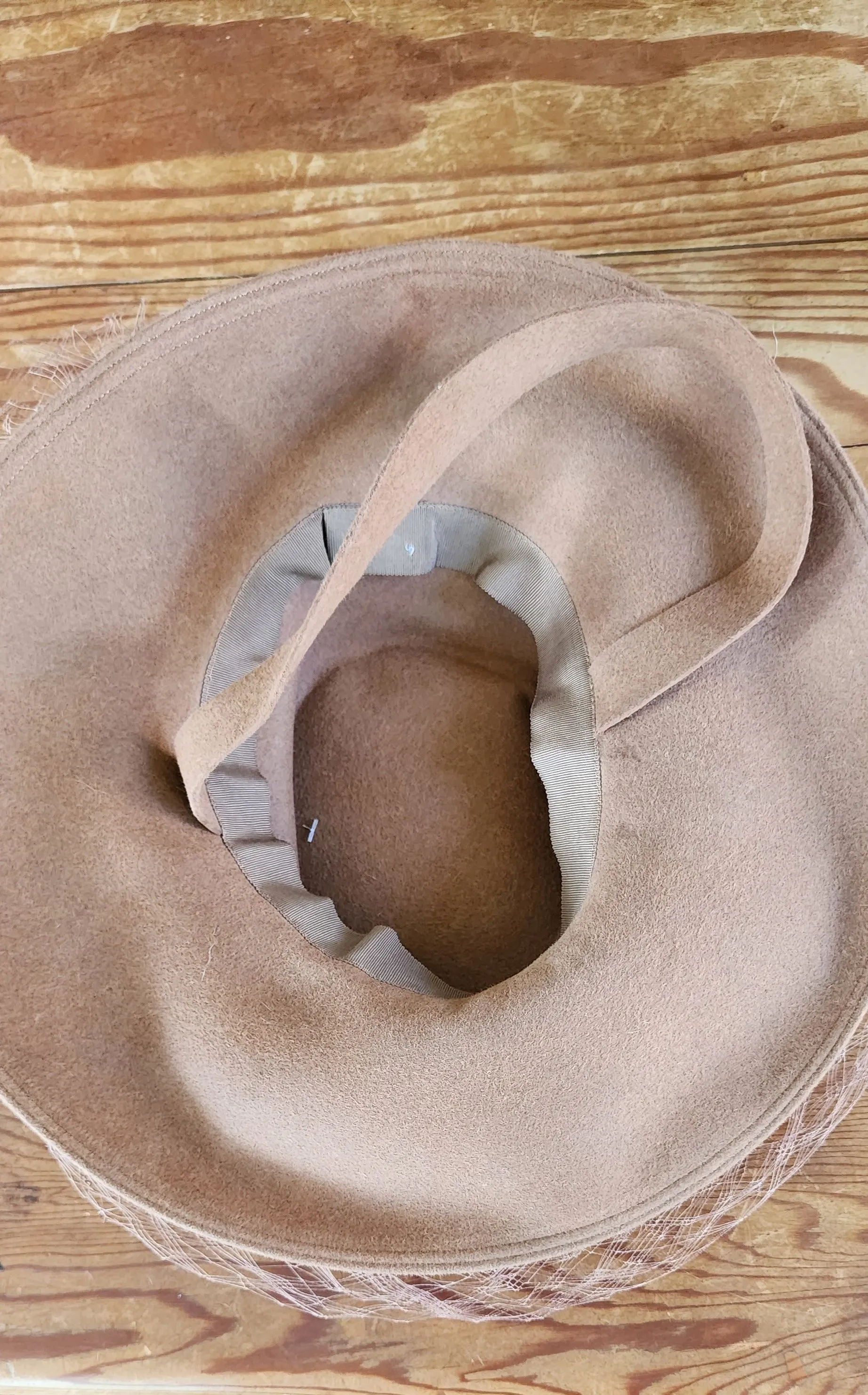 80s Brown Floral Hat Neo Edwardian Style w/Veil