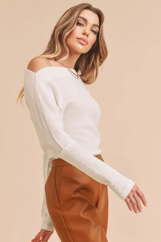 Aemi   Co One Shoulder Long Sleeve Knit Top