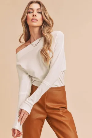 Aemi   Co One Shoulder Long Sleeve Knit Top