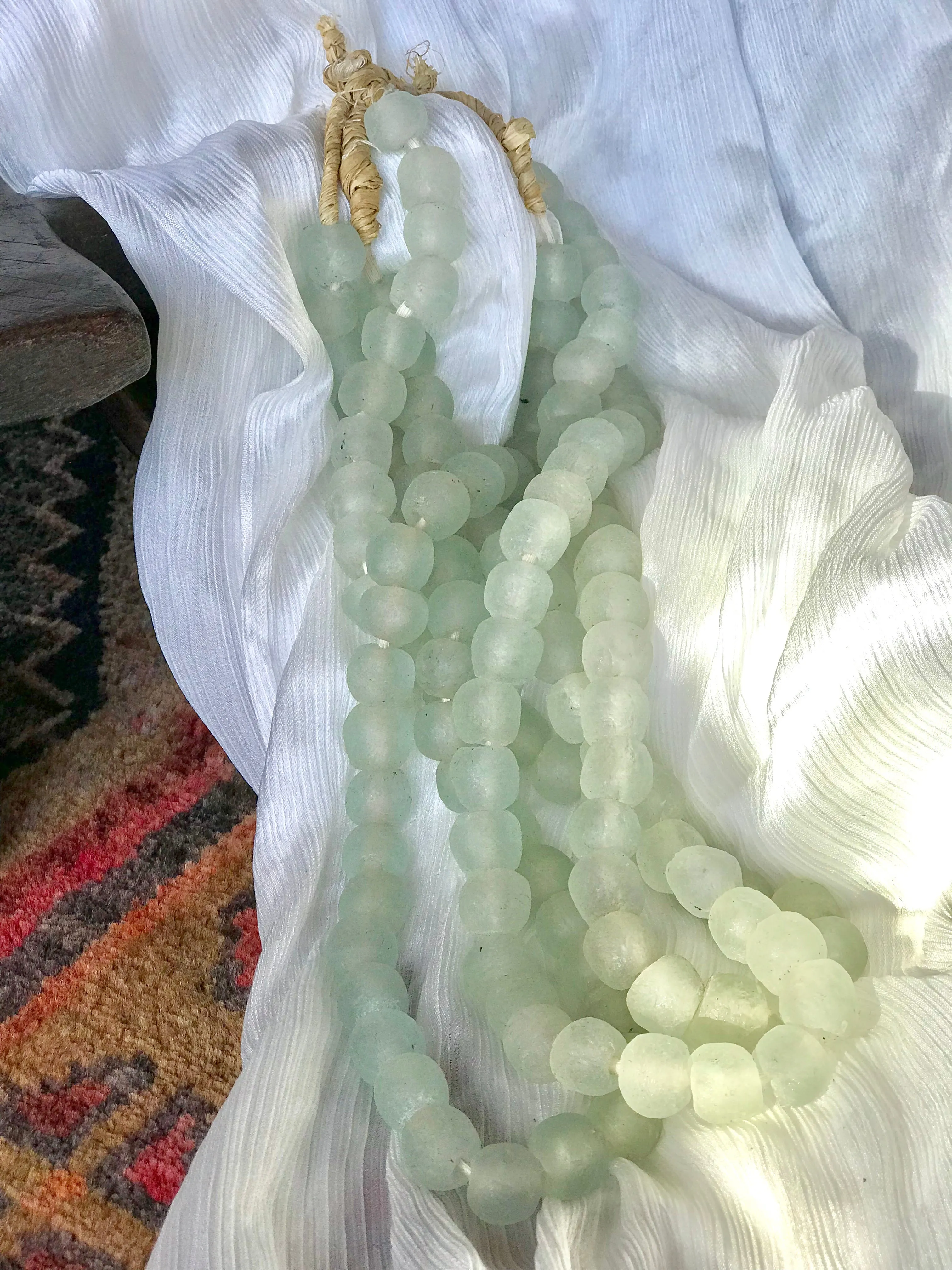 African Sea glass Beads | mint