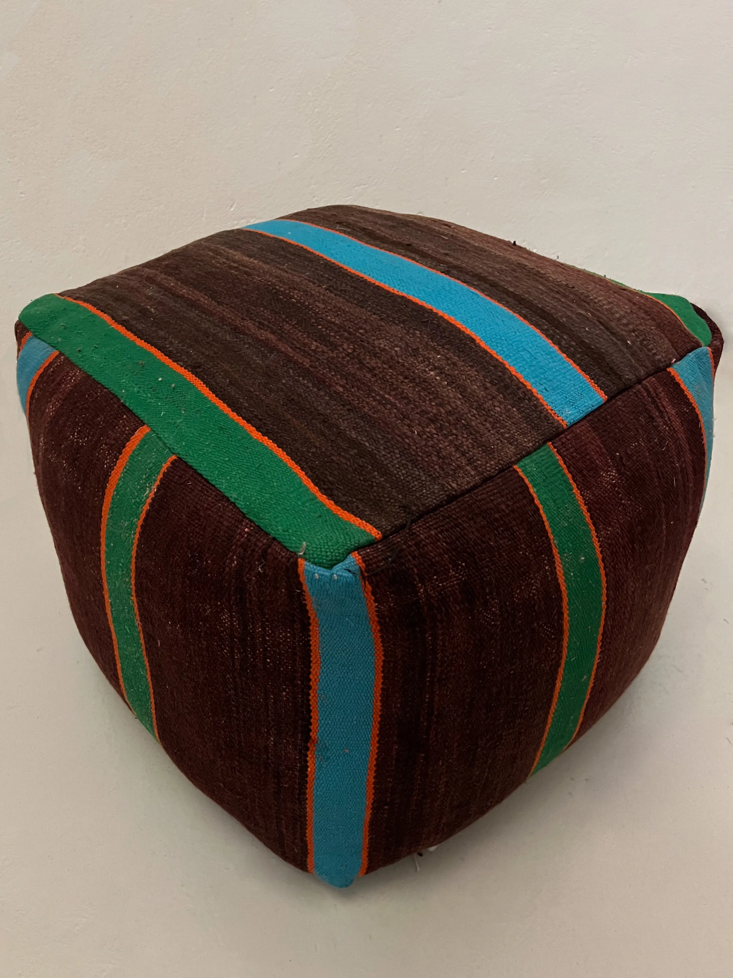 Ait Yadine Vintage Hanbel Pouf Square - Stripe