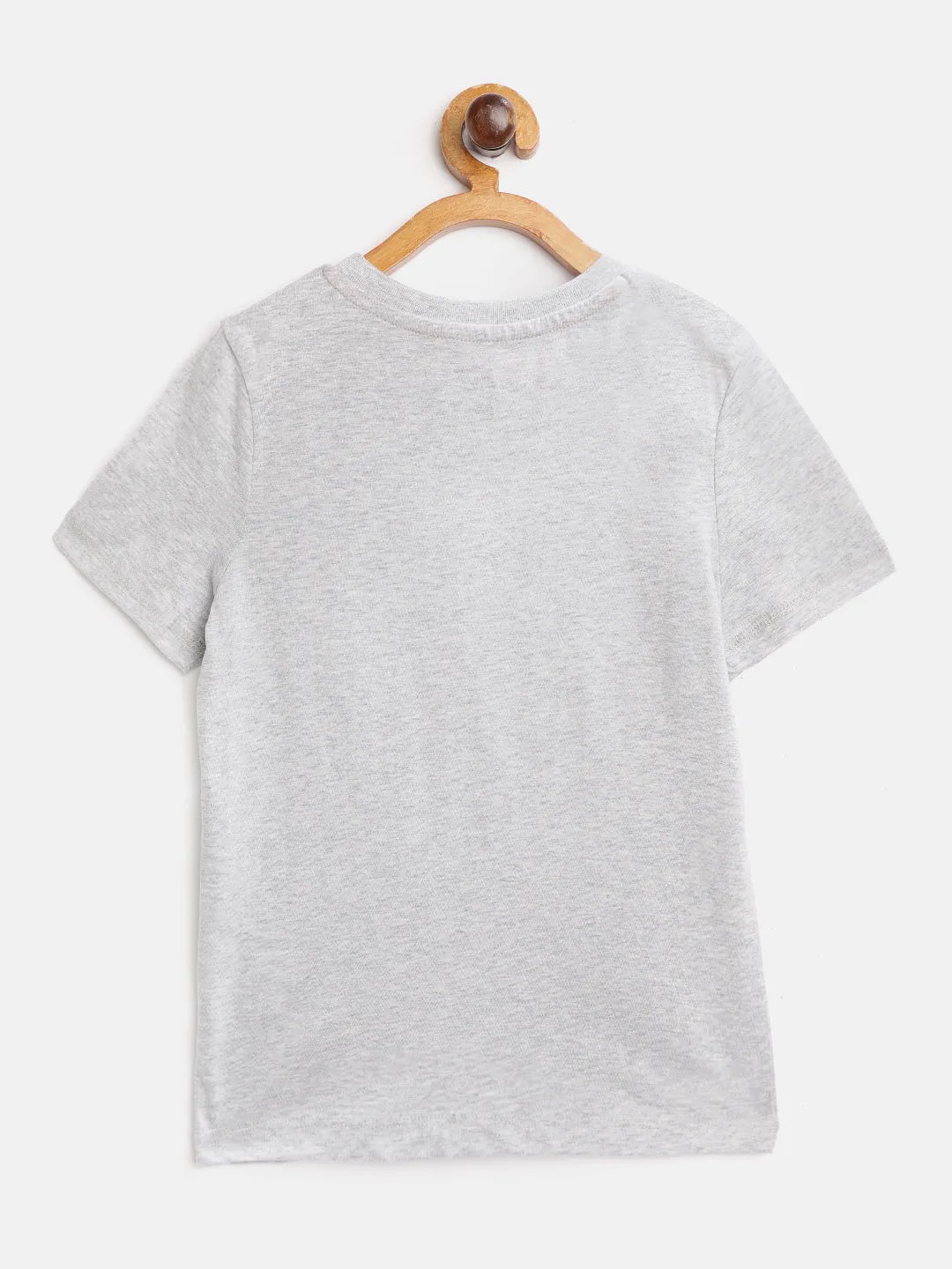 Alcis Boys Grey Melange Printed Round Neck T-shirt