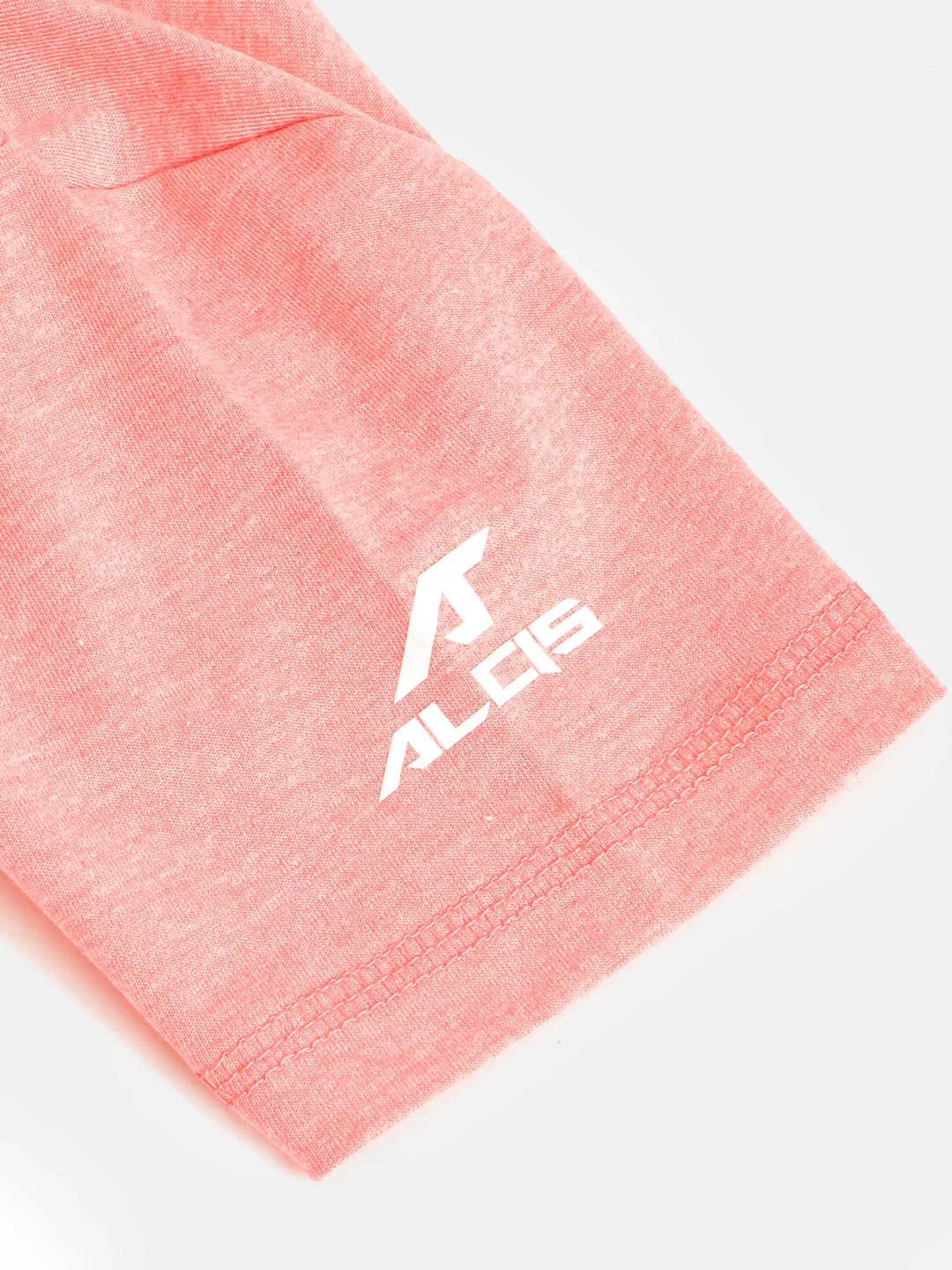 Alcis Boys Peach-Coloured & Red Brand Logo Print Round Neck T-shirt
