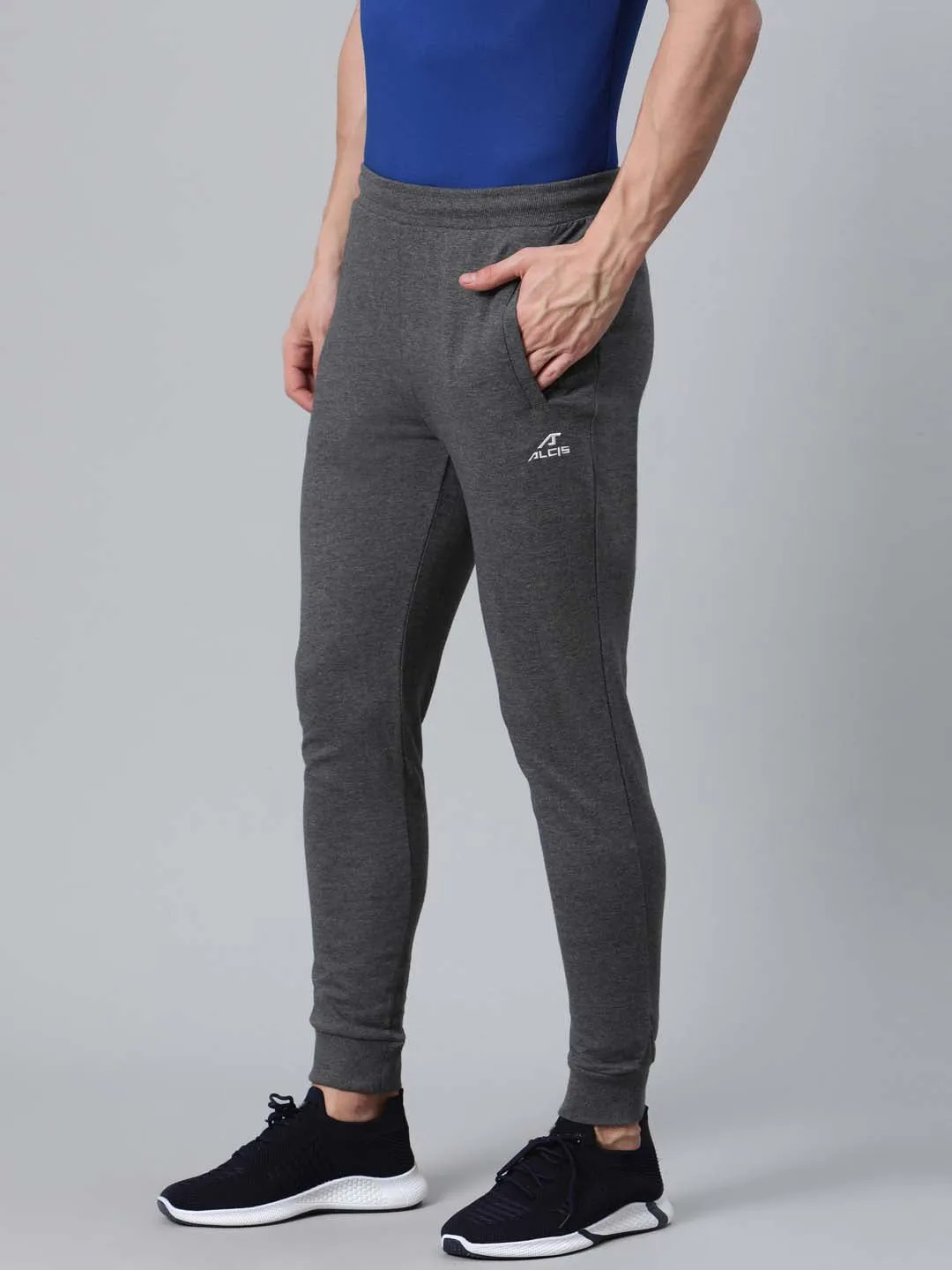 Alcis Men Charcoal Grey Solid Joggers