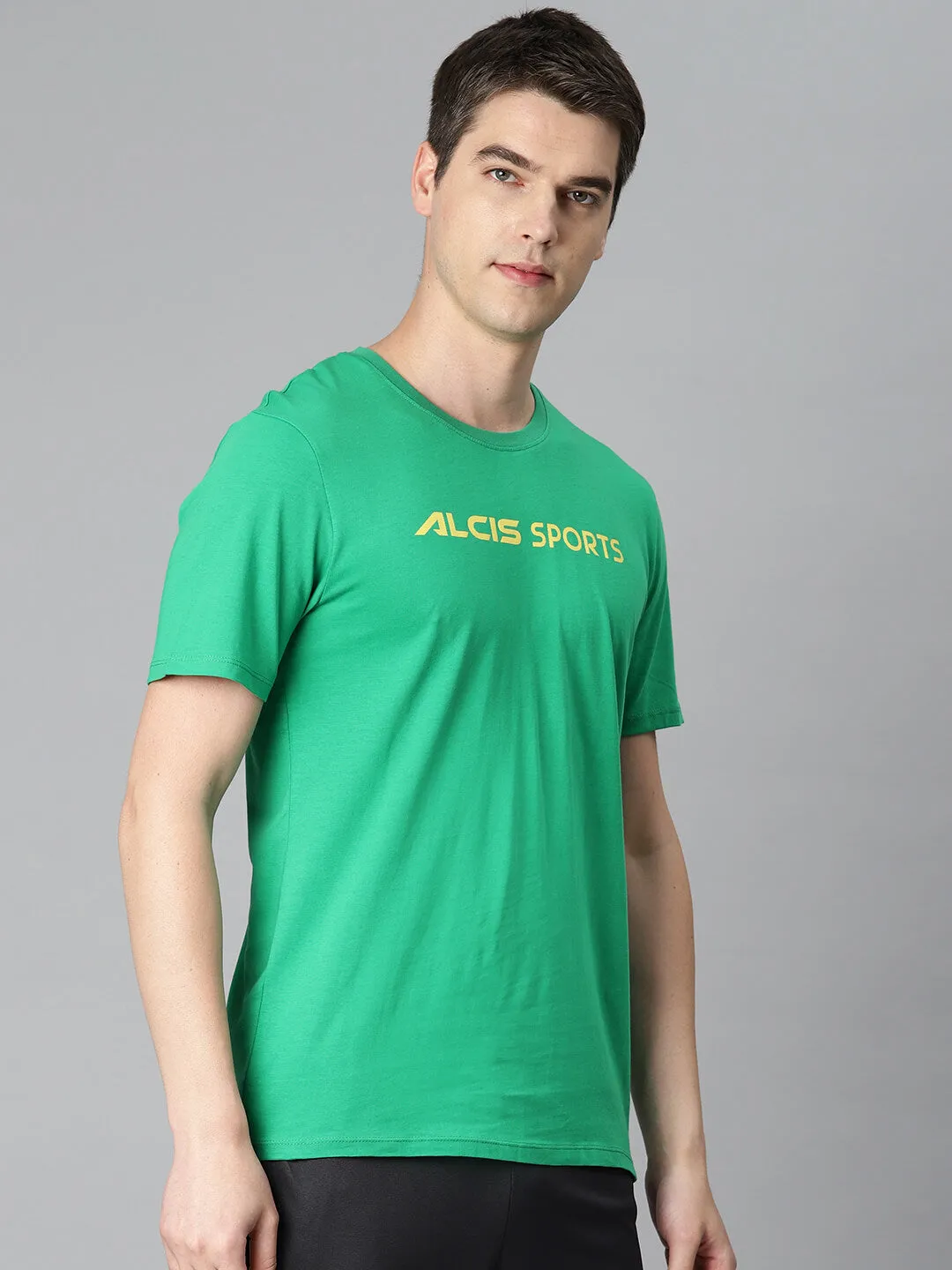 Alcis Men Green Typography Printed Sports T-shirt