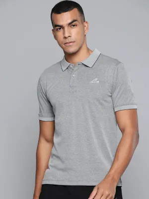 Alcis Men Grey Solid Polo Collar T-shirt