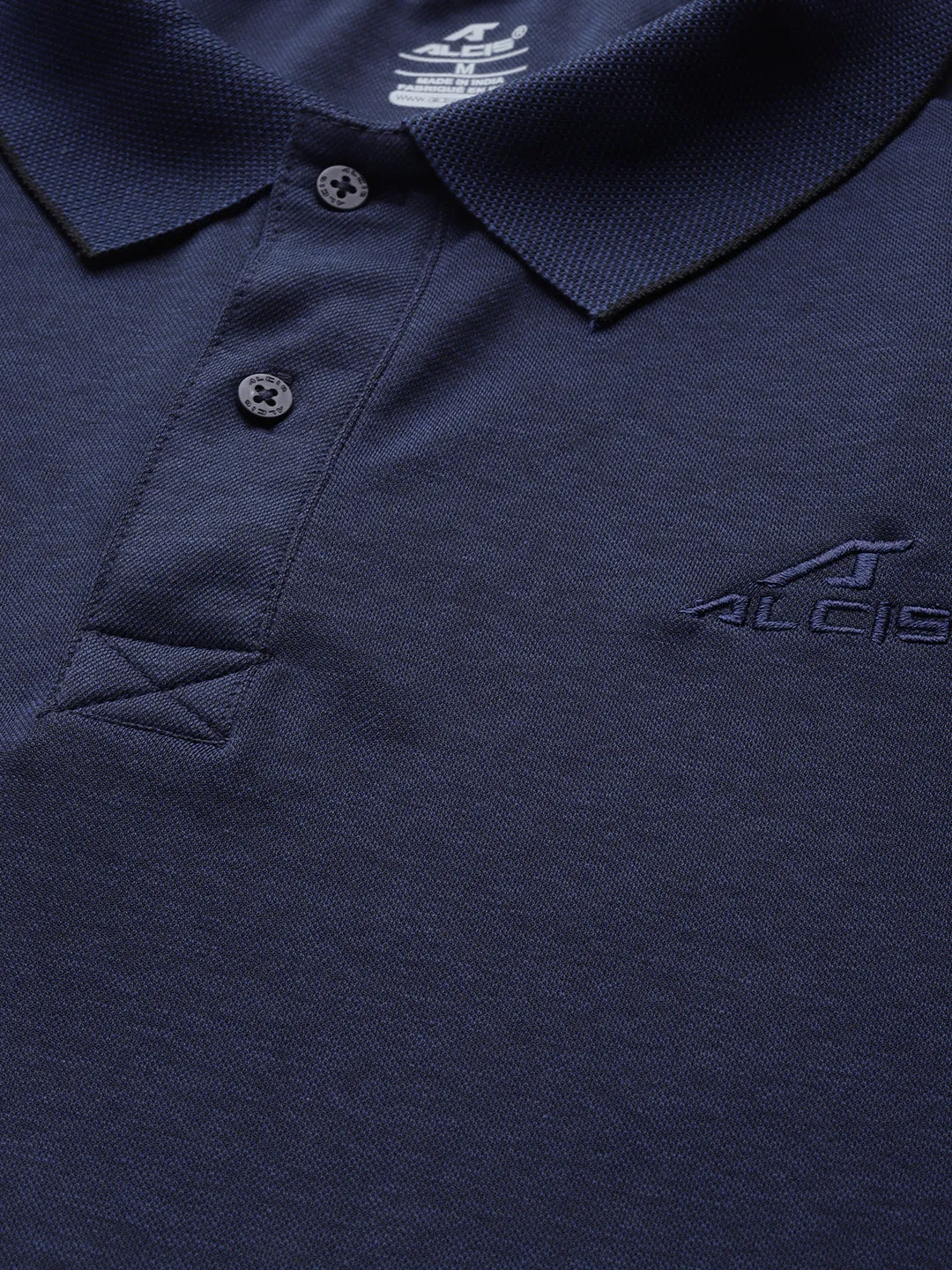 Alcis Men Navy Blue Solid Polo Collar T-shirt
