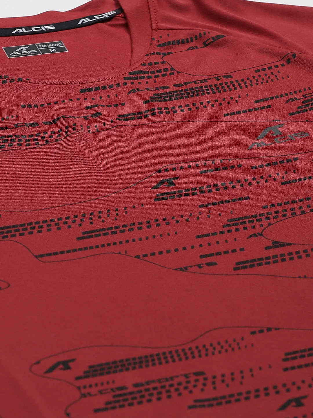 Alcis Men Self Design Red Tshirts