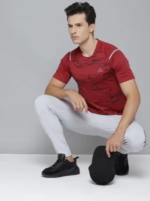 Alcis Men Self Design Red Tshirts