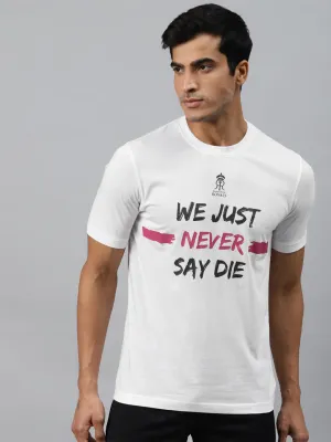 Alcis Men White Black Typography Print Slim Fit Round Neck T-shirt