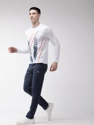 Alcis Men White Printed Round Neck T-shirt