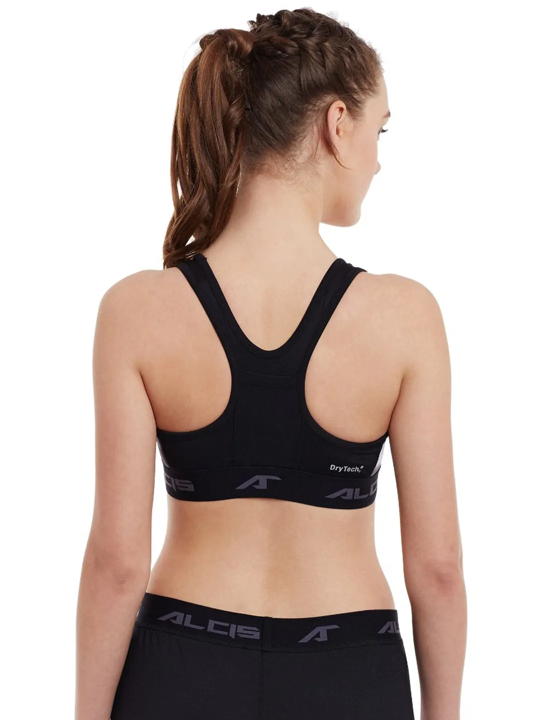 Alcis Off-White & Black Printed Training Sports Bra ALWTP158474 ALWTP158474