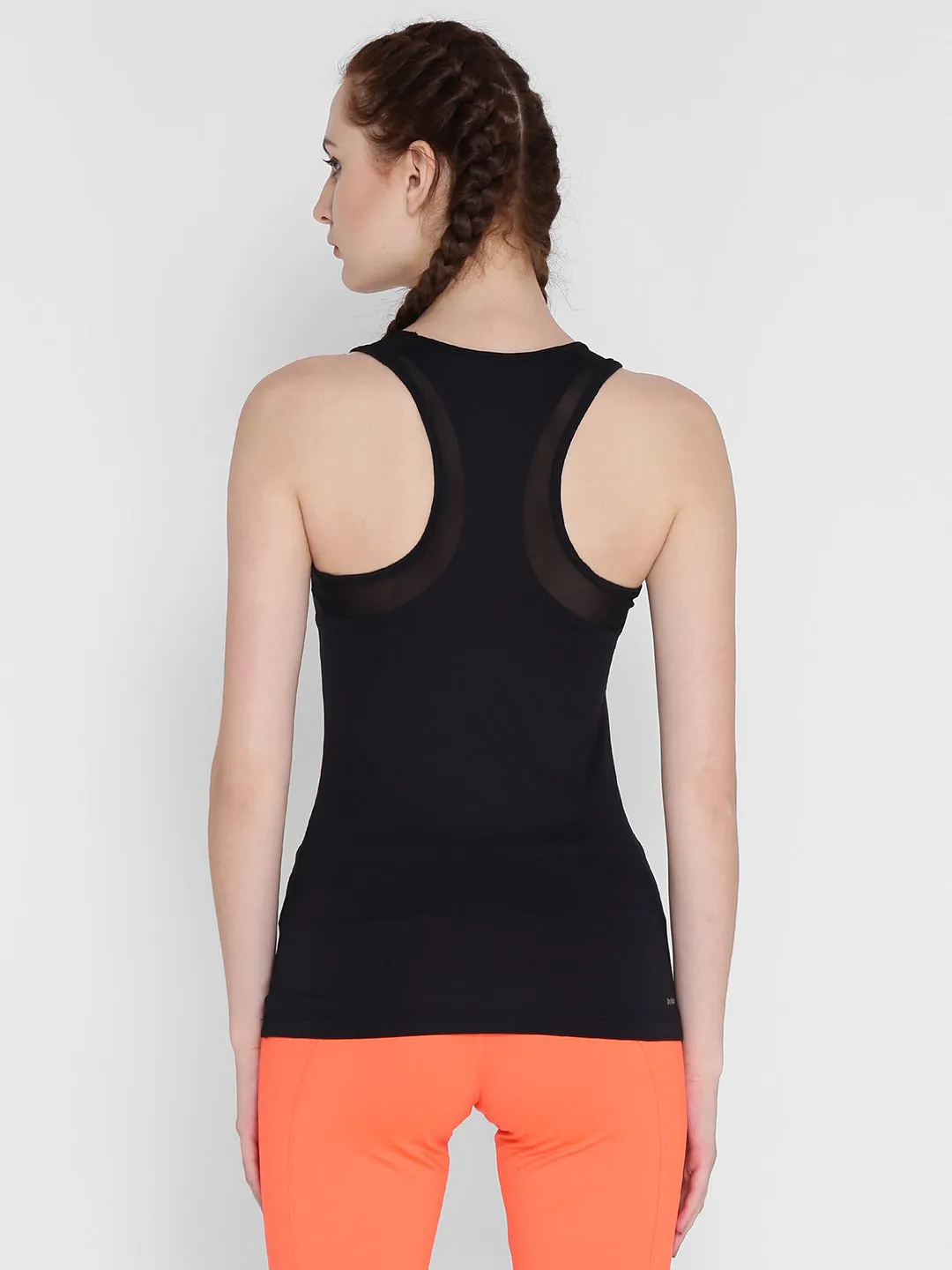 Alcis Women Black Mesh Strap Tank Top