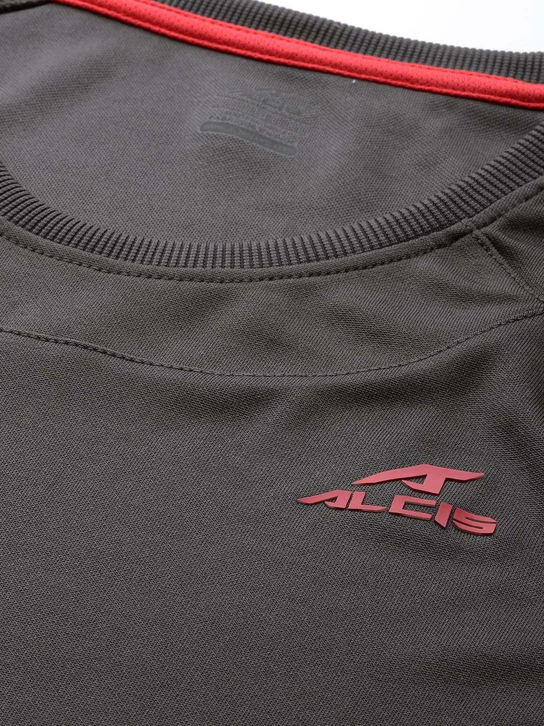 Alcis Women Charcoal Grey Solid Round Neck Tennis T-shirt