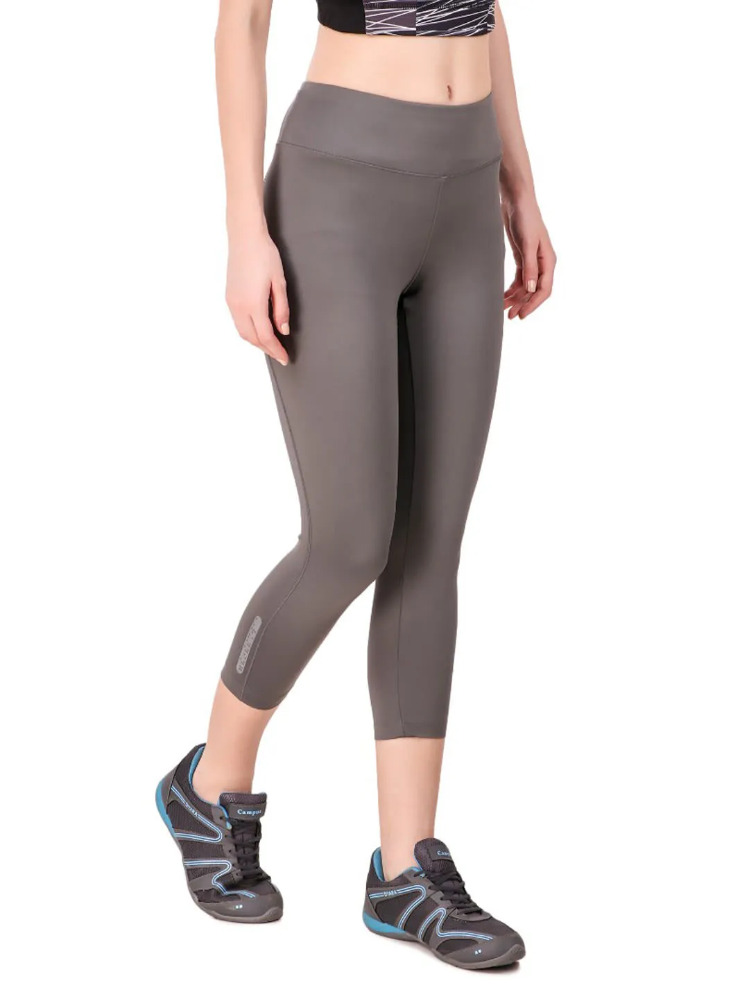 Alcis Women Grey Melange Solid Tights