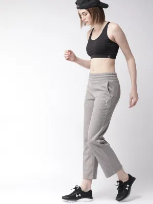 Alcis Women Grey Solid Slim Fit Cropped Track Pants