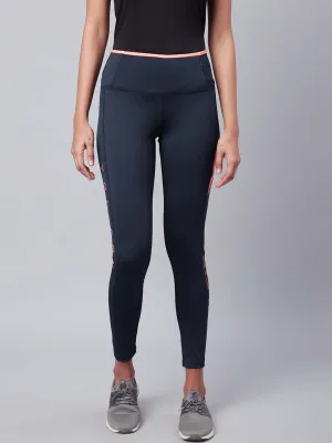 Alcis Women Navy Blue Drytech  Solid Cropped Training Tights