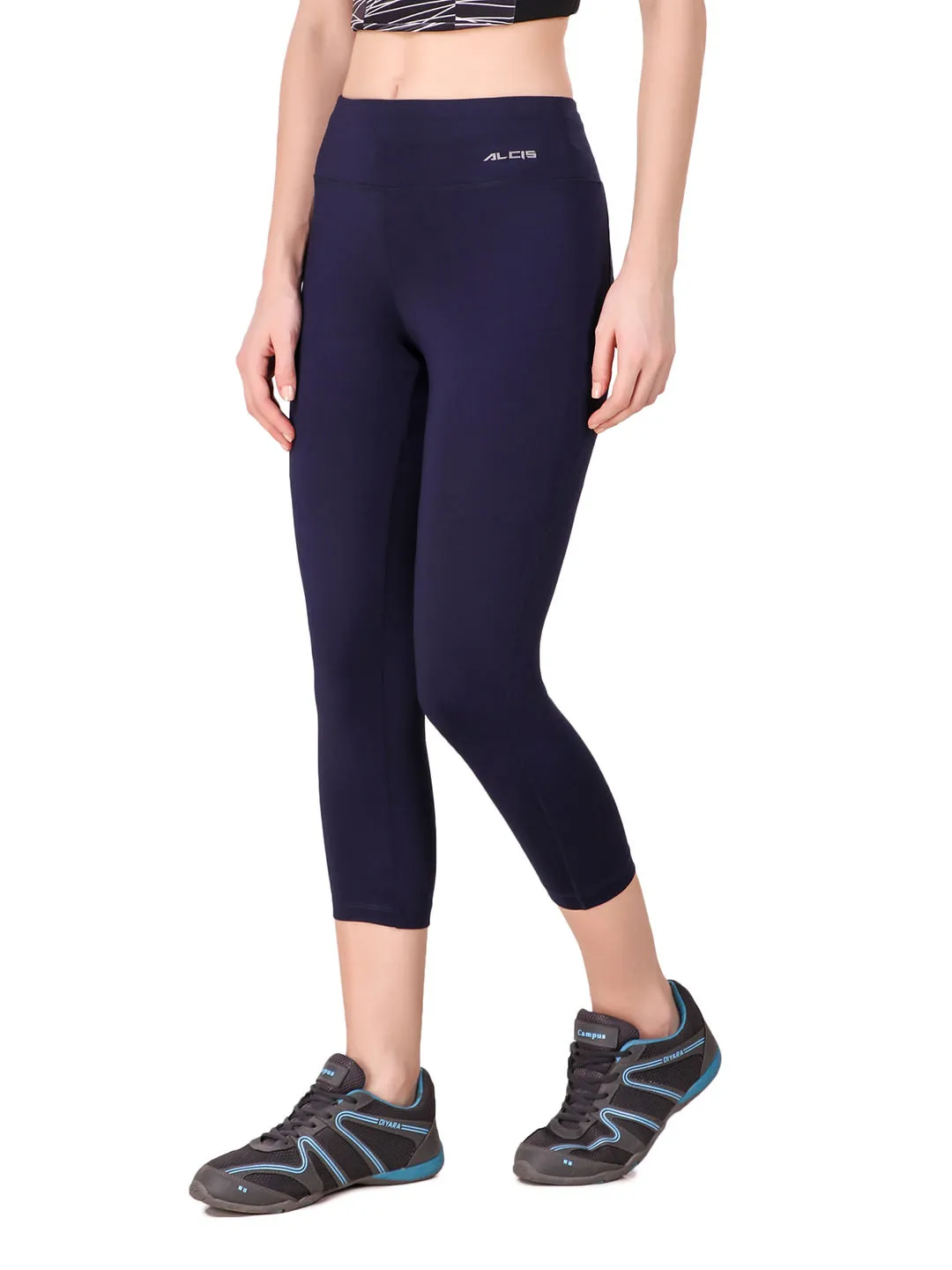 Alcis Women Solid Navy Blue Tights