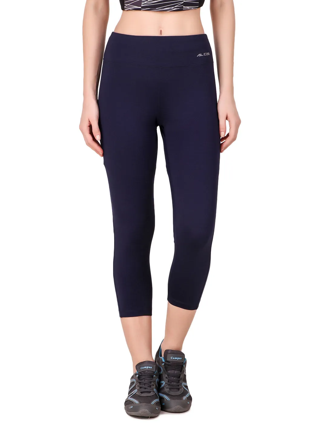 Alcis Women Solid Navy Blue Tights