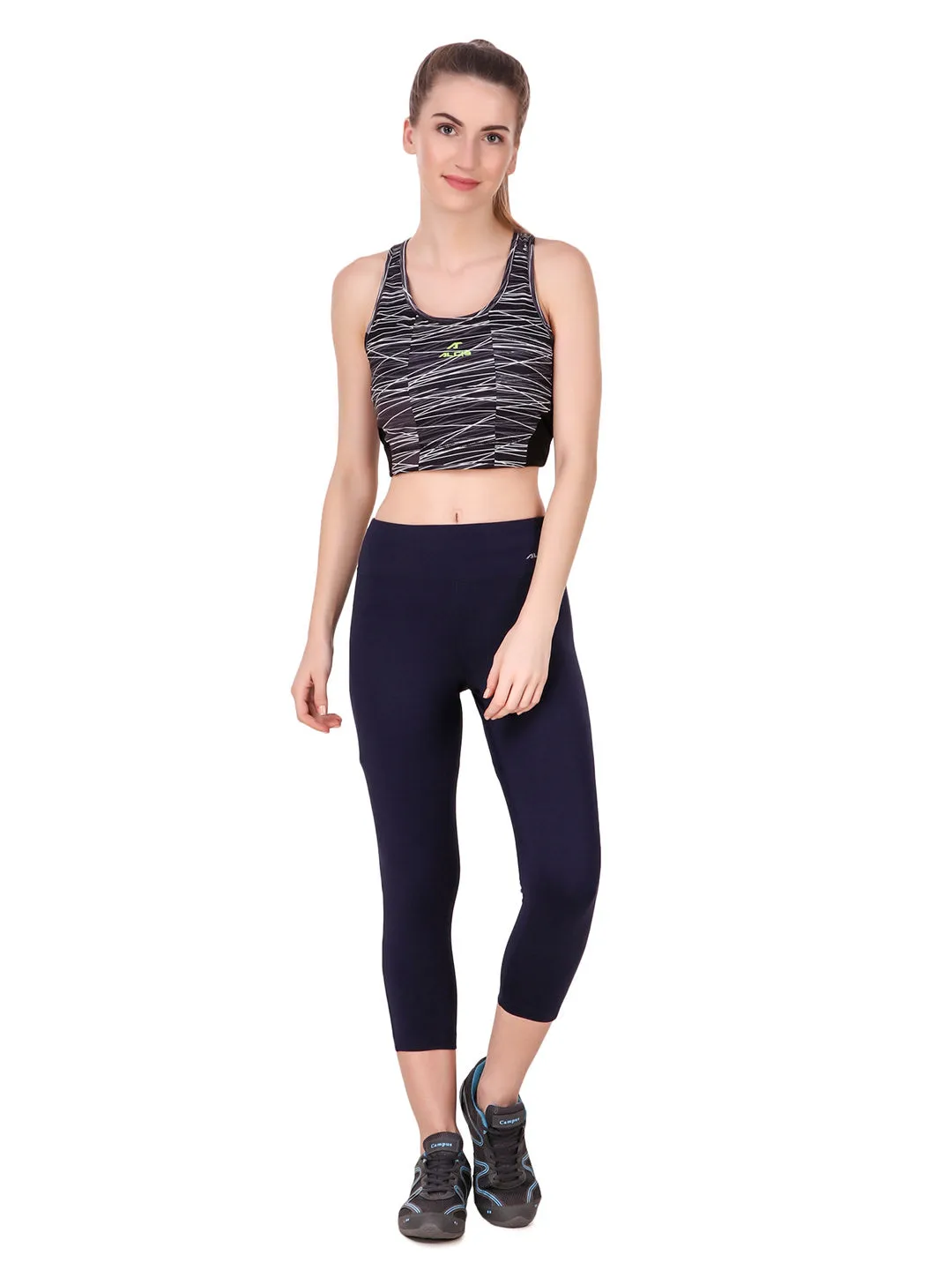 Alcis Women Solid Navy Blue Tights