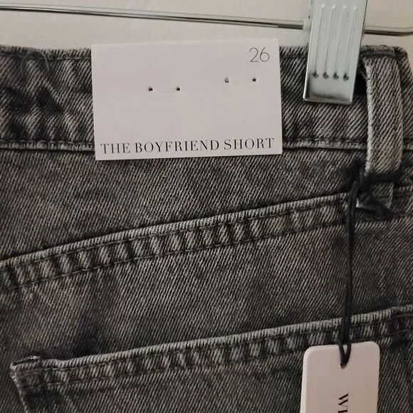 Anthropologie WeWoreWhat‎ The Boyfriend Shorts Rigid Demin Washed Grey Size 26