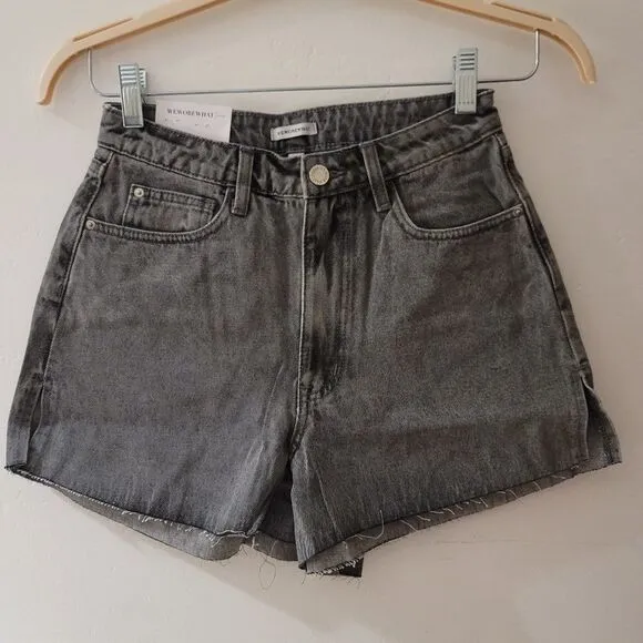 Anthropologie WeWoreWhat‎ The Boyfriend Shorts Rigid Demin Washed Grey Size 26