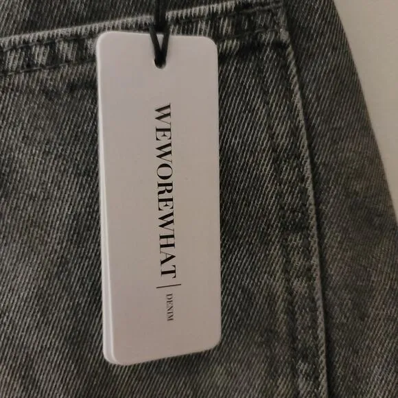 Anthropologie WeWoreWhat‎ The Boyfriend Shorts Rigid Demin Washed Grey Size 26