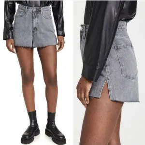 Anthropologie WeWoreWhat‎ The Boyfriend Shorts Rigid Demin Washed Grey Size 26