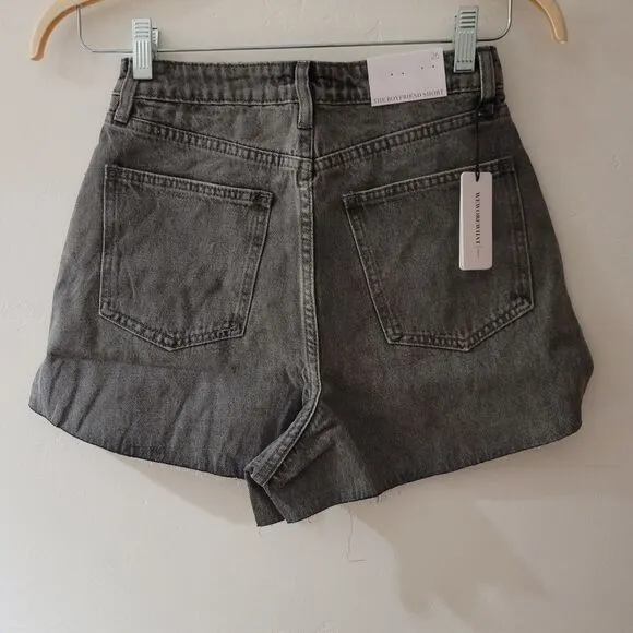 Anthropologie WeWoreWhat‎ The Boyfriend Shorts Rigid Demin Washed Grey Size 26