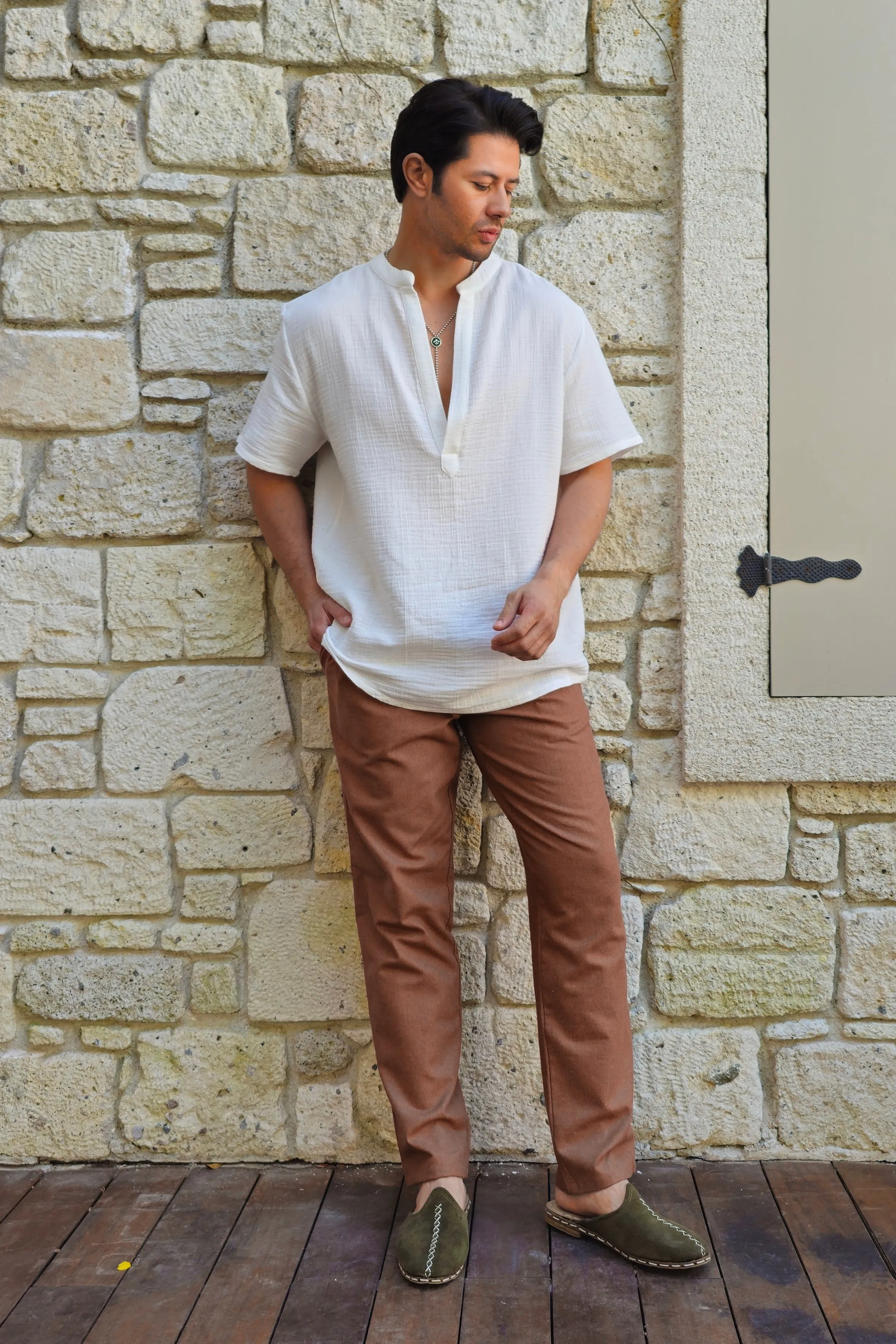 ARCHEUS Organic Cotton Double Gauze Shirt (White)
