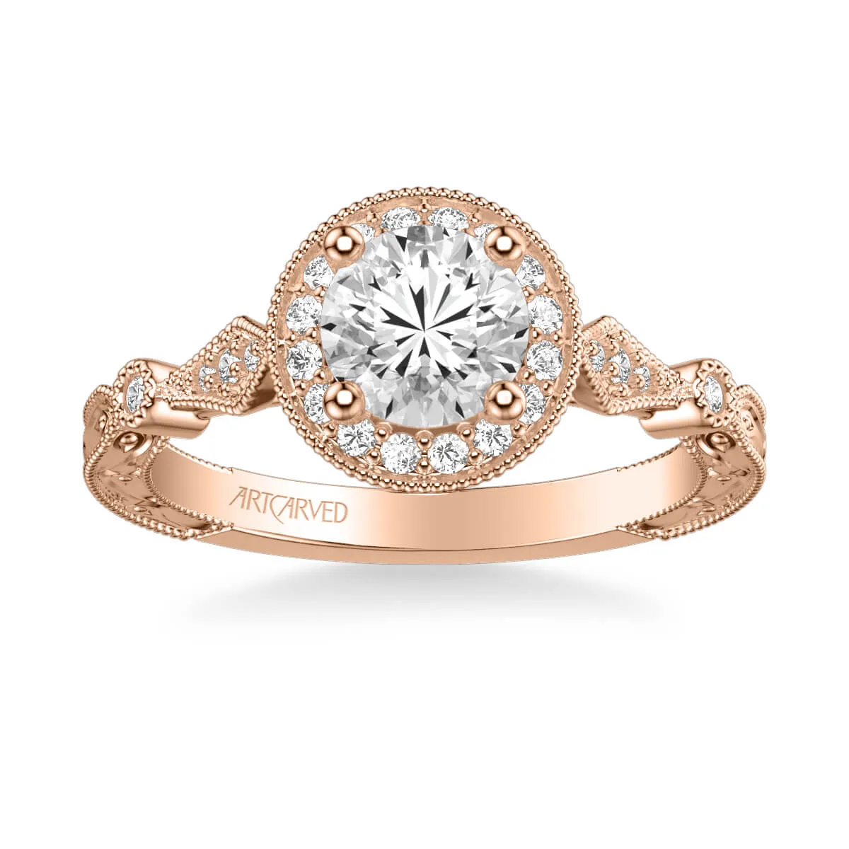 Artcarved "Crystal" Vintage Style Diamond Halo Engagement Ring
