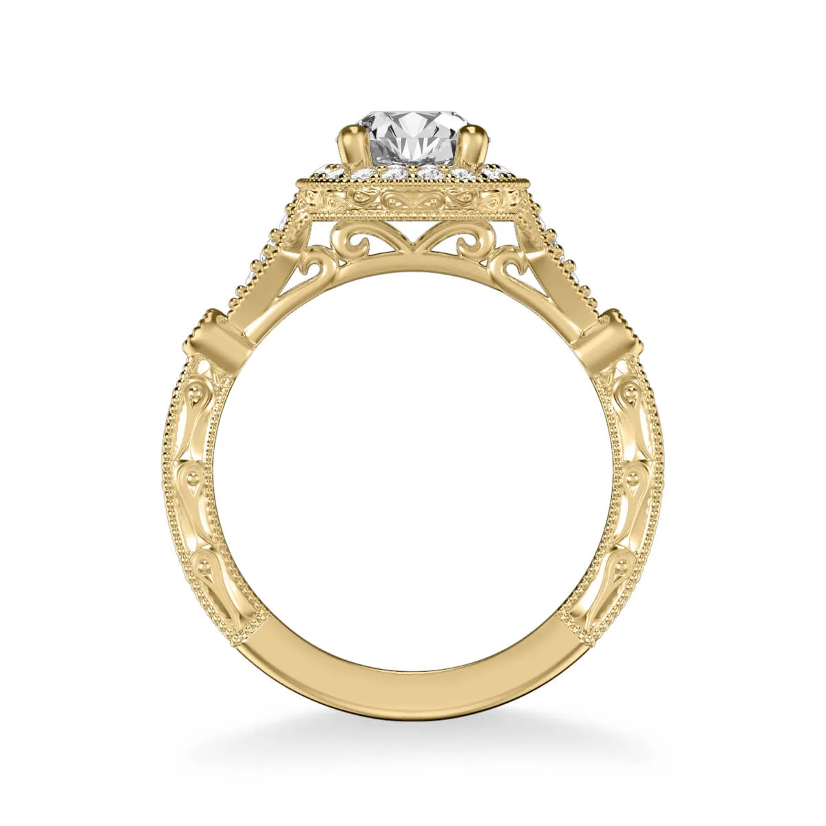 Artcarved "Crystal" Vintage Style Diamond Halo Engagement Ring
