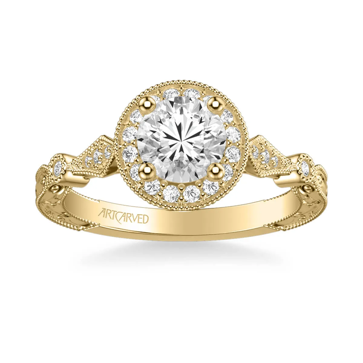 Artcarved "Crystal" Vintage Style Diamond Halo Engagement Ring