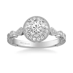 Artcarved "Crystal" Vintage Style Diamond Halo Engagement Ring