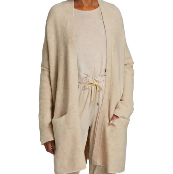 ATM Anthony Thomas Melillo Wool Blend Oversized Slouchy Cardigan Oatmeal Large
