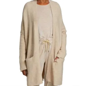ATM Anthony Thomas Melillo Wool Blend Oversized Slouchy Cardigan Oatmeal Large
