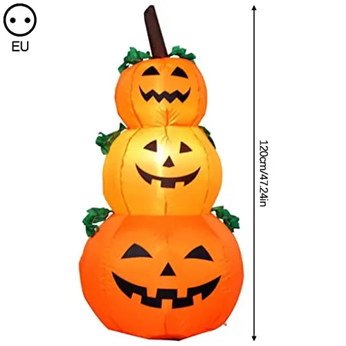 ATORSE Halloween Air Inflatable Pumpkin Ghost LED Light Outdoor Yard Party Decor Three Pumpkins