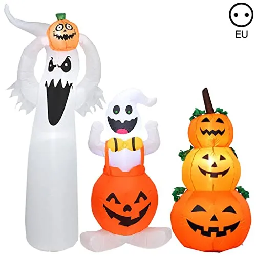 ATORSE Halloween Air Inflatable Pumpkin Ghost LED Light Outdoor Yard Party Decor Three Pumpkins