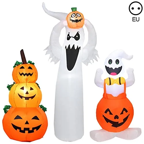 ATORSE Halloween Air Inflatable Pumpkin Ghost LED Light Outdoor Yard Party Decor Three Pumpkins