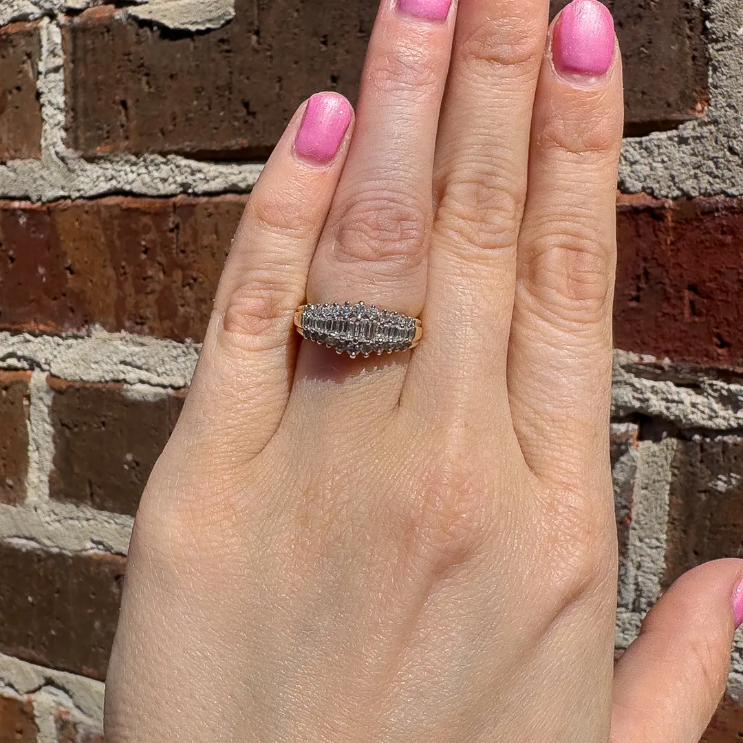 Baguette Vintage Diamond Engagement Ring