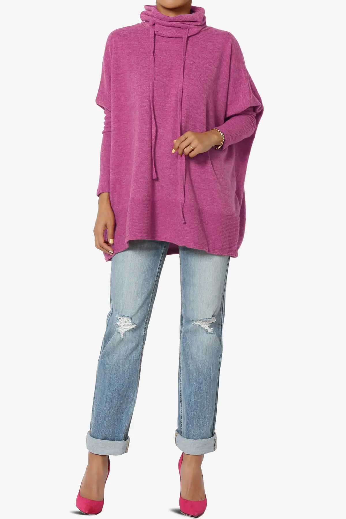Barclay Cowl Neck Melange Knit Oversized Sweater