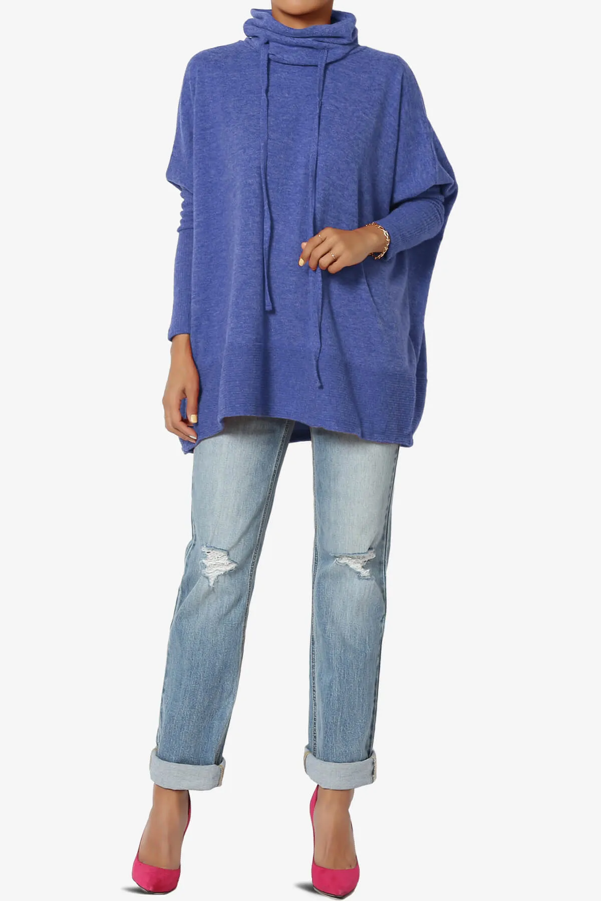 Barclay Cowl Neck Melange Knit Oversized Sweater